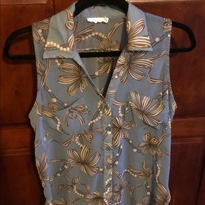 Lush blue patterned blouse